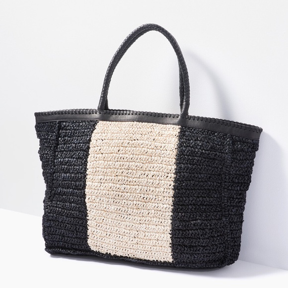 Cleobella Handbags - Cleobella Black and Cream Tote Bag